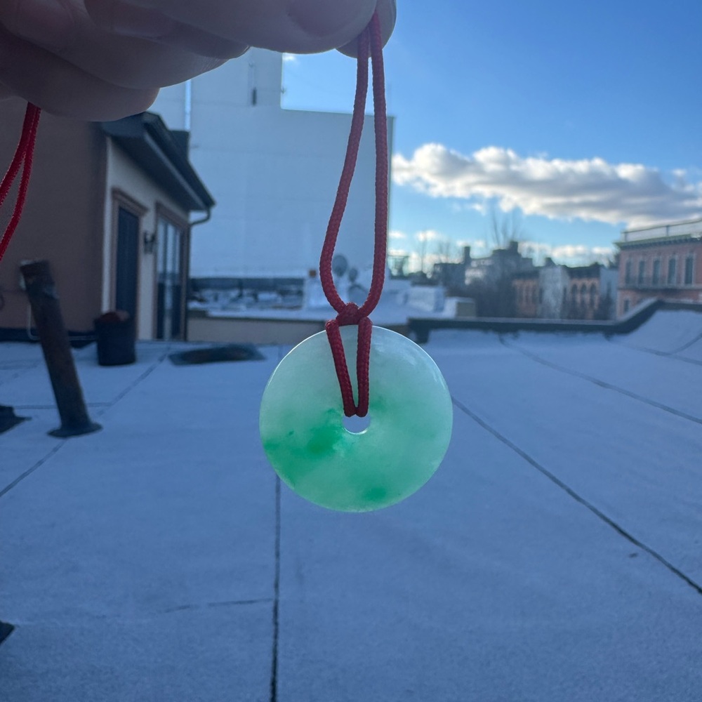 Adjustable Genuine “Fu” Lucky Blessed Genuine Jade Pendant Red Rope Necklace 1in